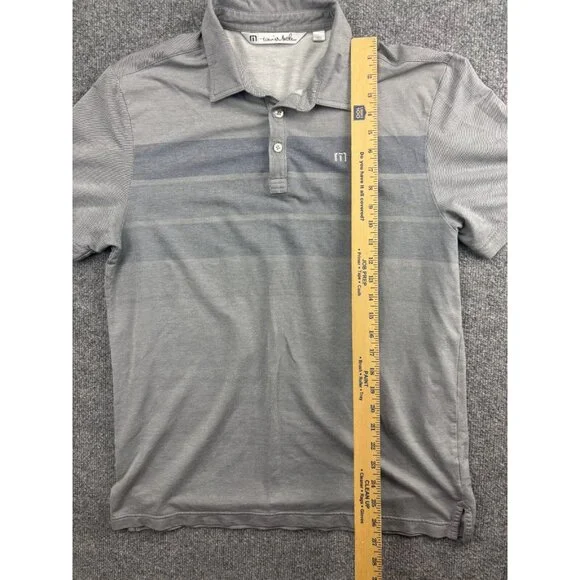 Travis Mathew Polo Shirt Men's Large Gray Stripe Pocket Short Sleeve Button - Picture 3 of 6